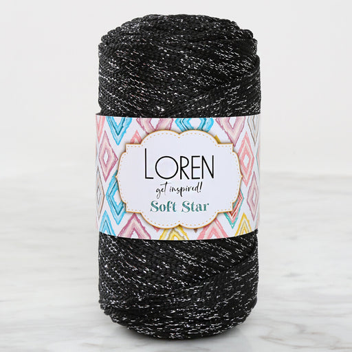 Loren Soft Star Makrome İpi Gümüş Simli Siyah RM104