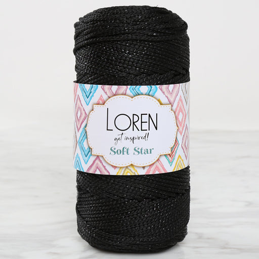 Loren Soft Star Makrome İpi Siyah Simli Siyah RM105