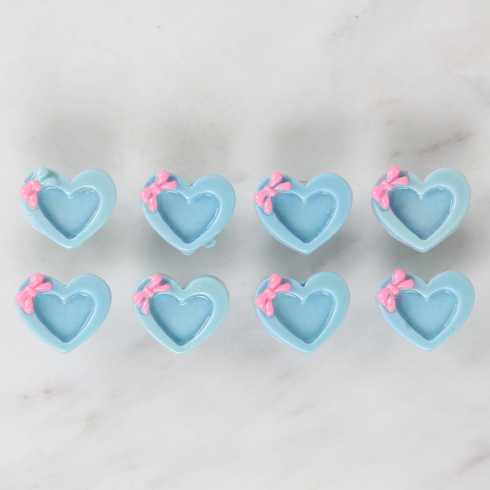 Loren Crafts 8'li Mavi Kalp Düğme - 3014