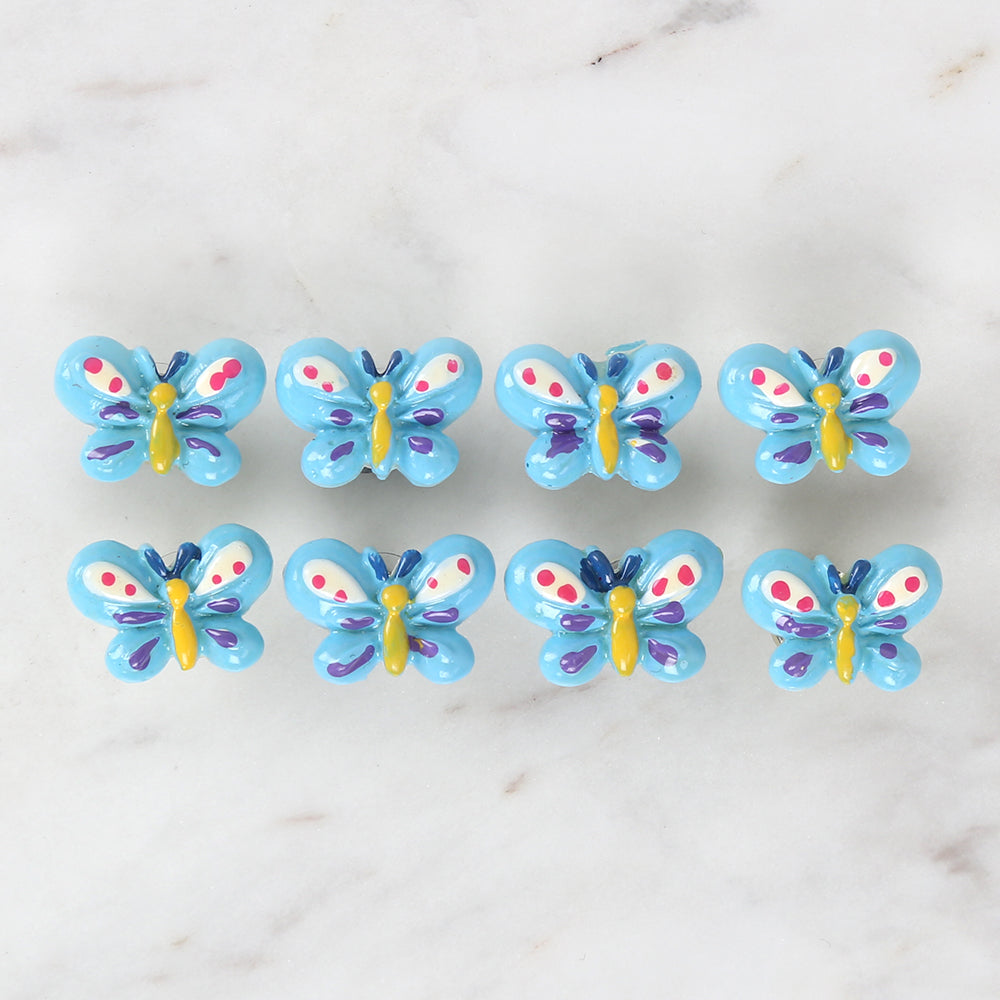 Loren Crafts 8'li Mavi Kelebek Düğme - 3021
