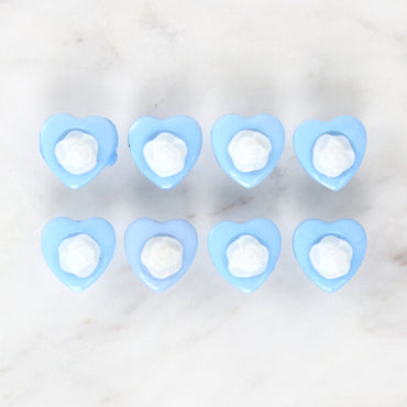 Loren Crafts 8'li Mavi Kalp Düğme - 3050