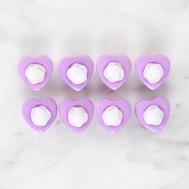 Loren Crafts 8'li Lila Kalp Düğme - 3052