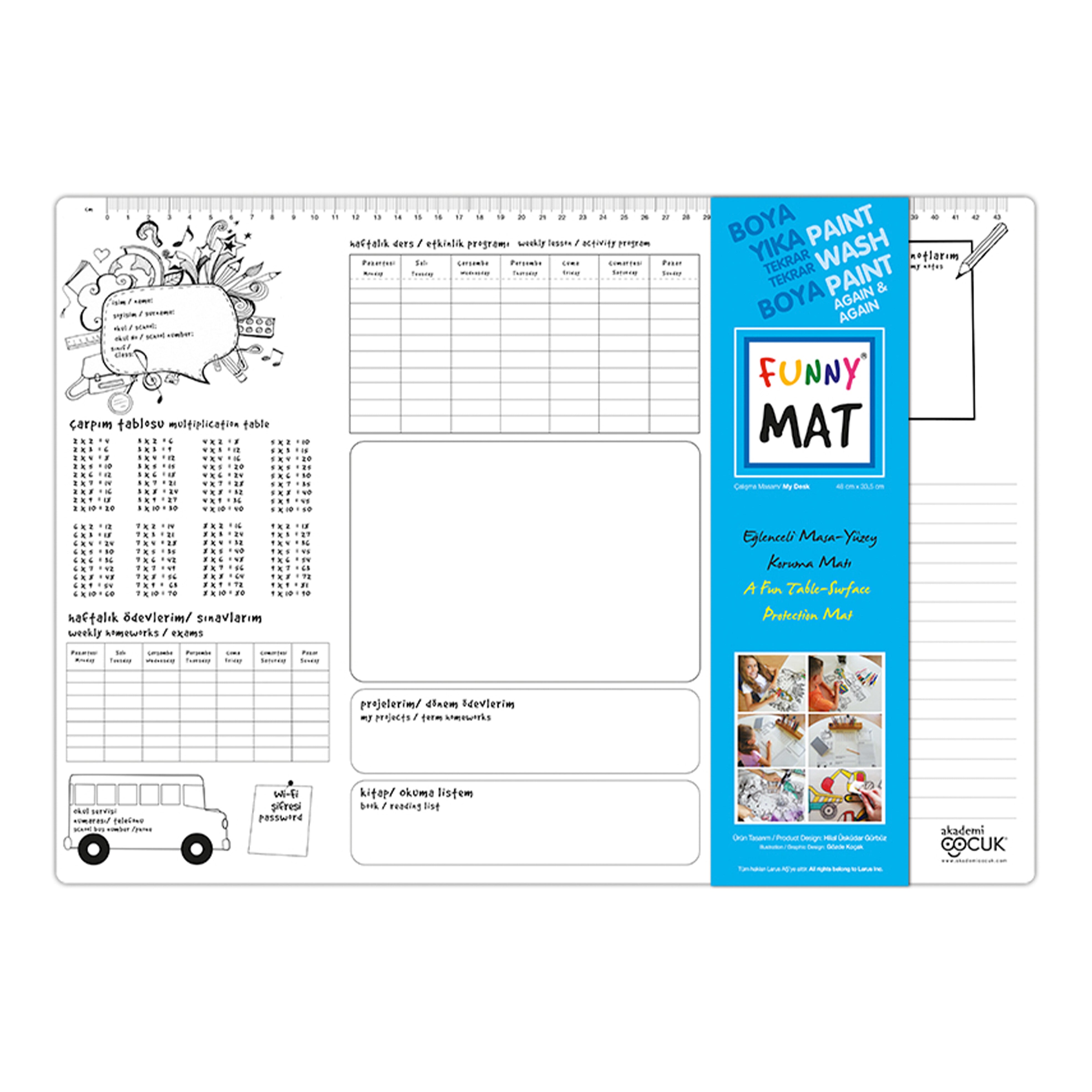 Akademi Çocuk Funny Mat - Çalışma Masam