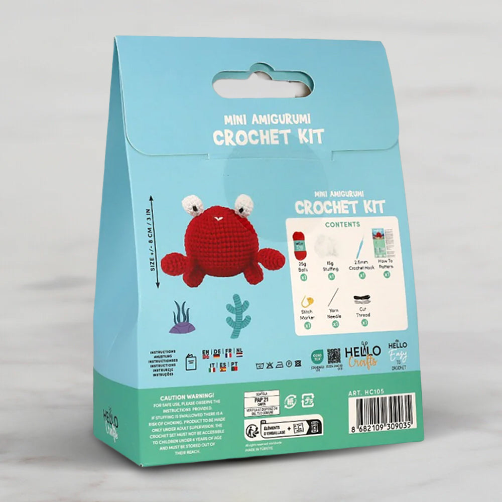 Hello Crafts Tığ İşi Mini Amigurumi Kiti - Crabby - HC105
