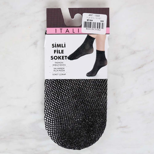 İtaliana 1333 File Simli Soket Çorap, Siyah 500