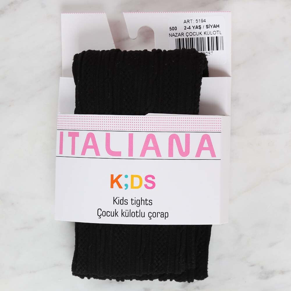 İtaliana 5194 Nazar Çocuk Külotlu Çorap, Siyah 2/4 Yaş