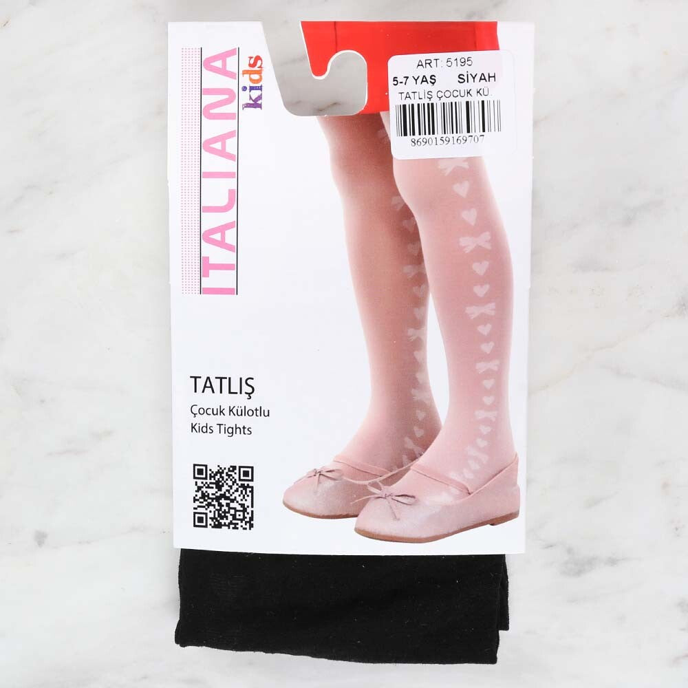 İtaliana 5195 Tatliş Çocuk Külotlu Çorap, Siyah 5/7 Yaş