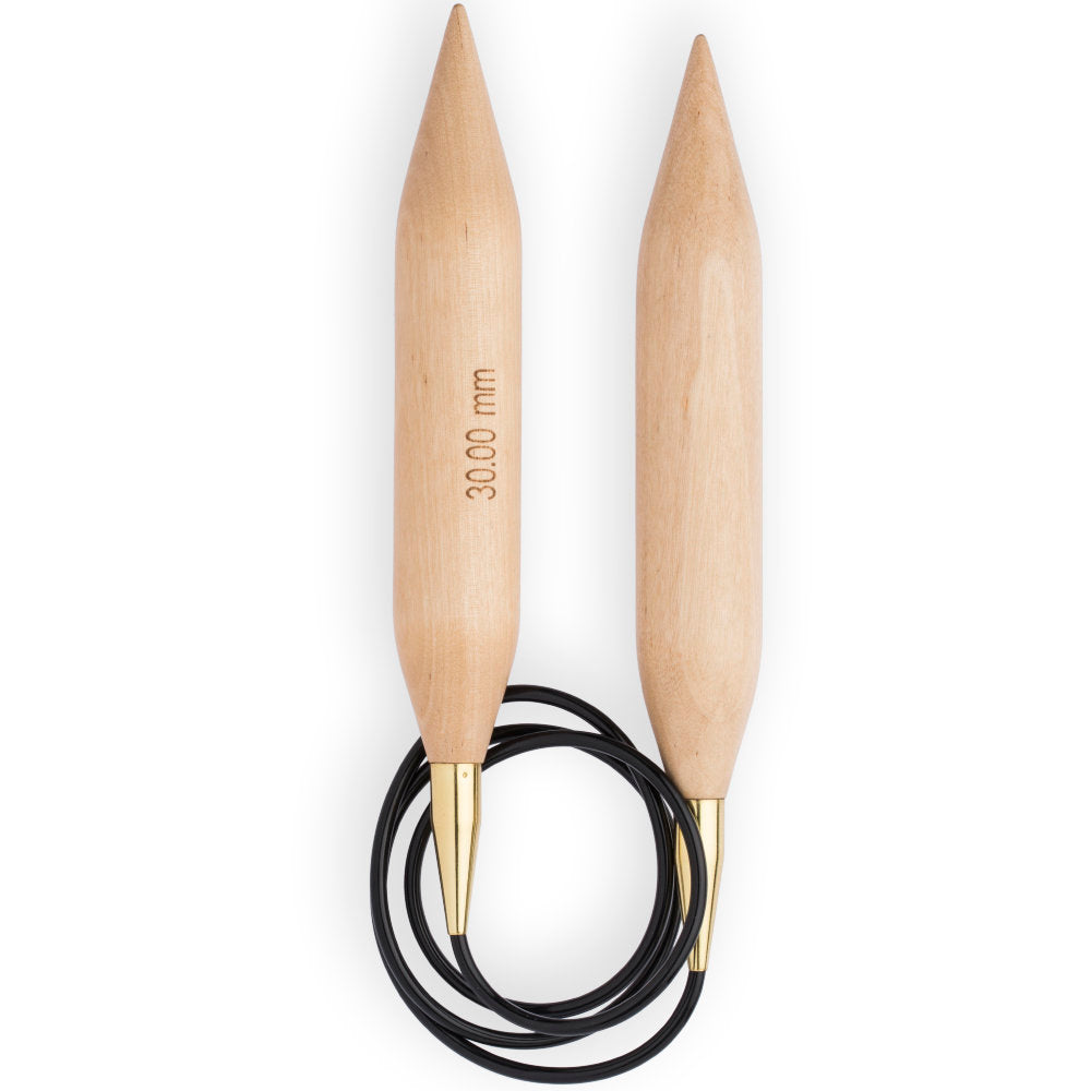 KnitPro Jumbo Birch 30 Mm 120 Cm Huş Ağacı Misinalı Şiş - 35805