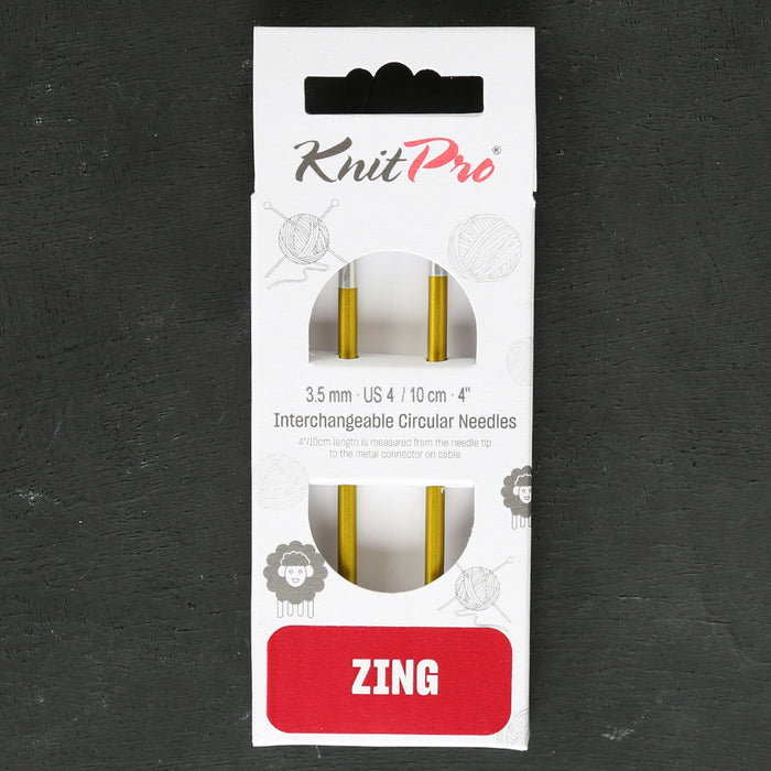 Knitpro Zing 3.50mm Değiştirilebilir Misinalı Kısa Şiş Ucu Sarı - 47521