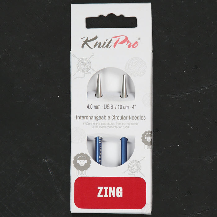 Knitpro Zing 4.00mm Değiştirilebilir Misinalı Kısa Şiş Ucu Mavi - 47523