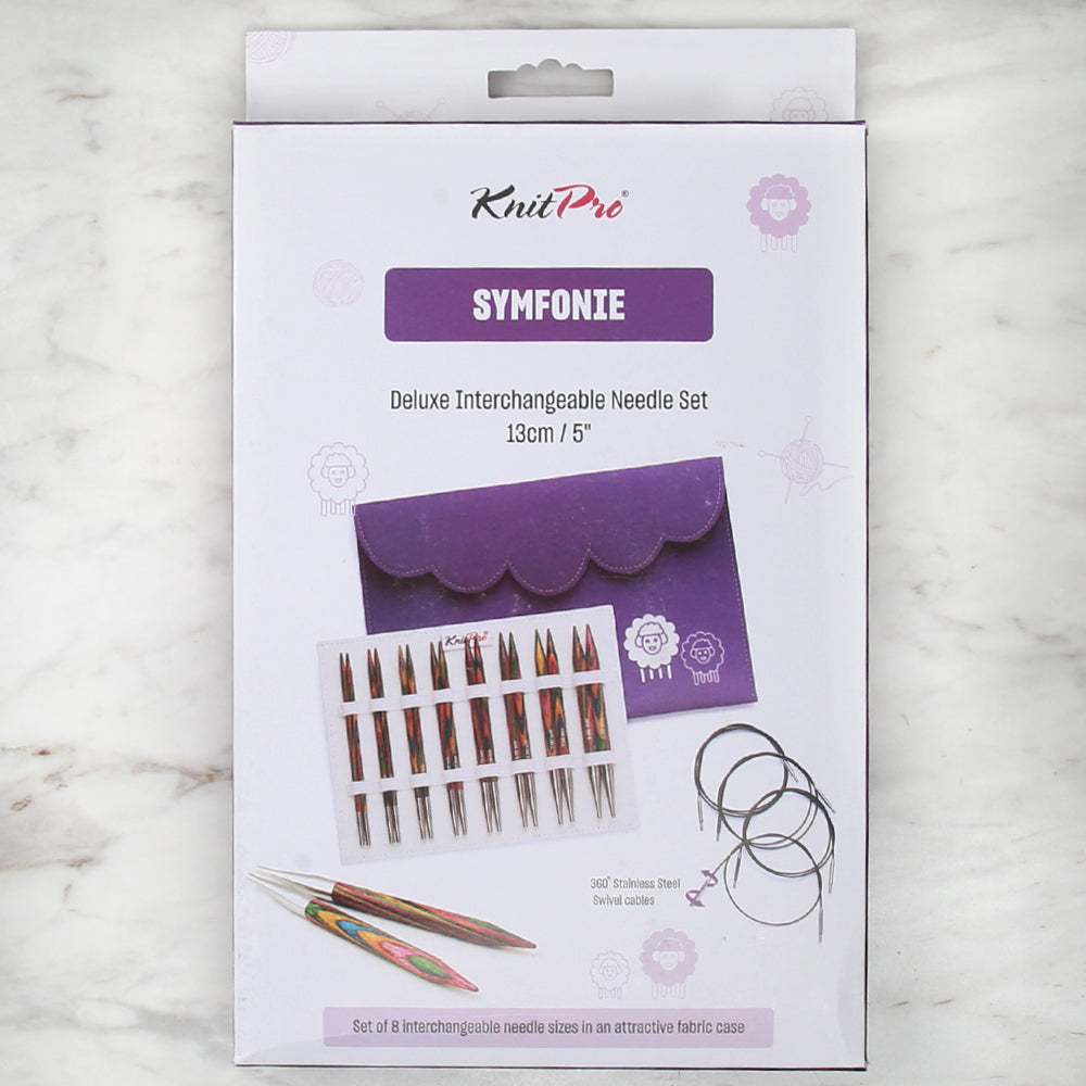 Knitpro SYMFONIE Değiştirilebilir Ahşap Misinalı Şiş Seti 13 cm - 20661