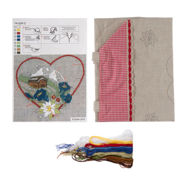 Duftin 35x45 cm Ev Desenli Keten Bez Çanta Etamin Kiti - 14224C