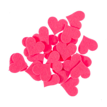 La Mia 3.5x4 cm 25'li Neon Pembe Büyük Boy Kalp Keçe Motifler FS309-M26