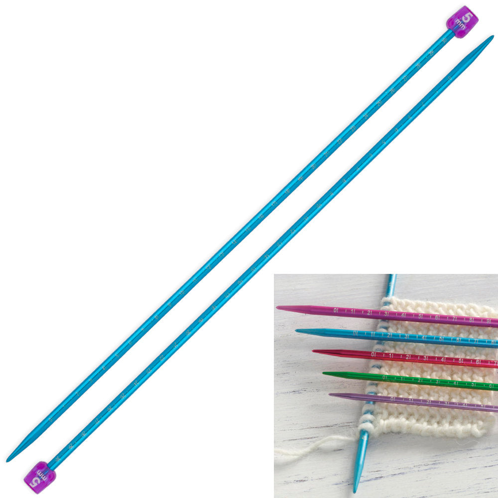 Pony Measure 5 mm 35 cm Açık Mavi Cetvelli Alüminyum Örgü Şişi - 34511