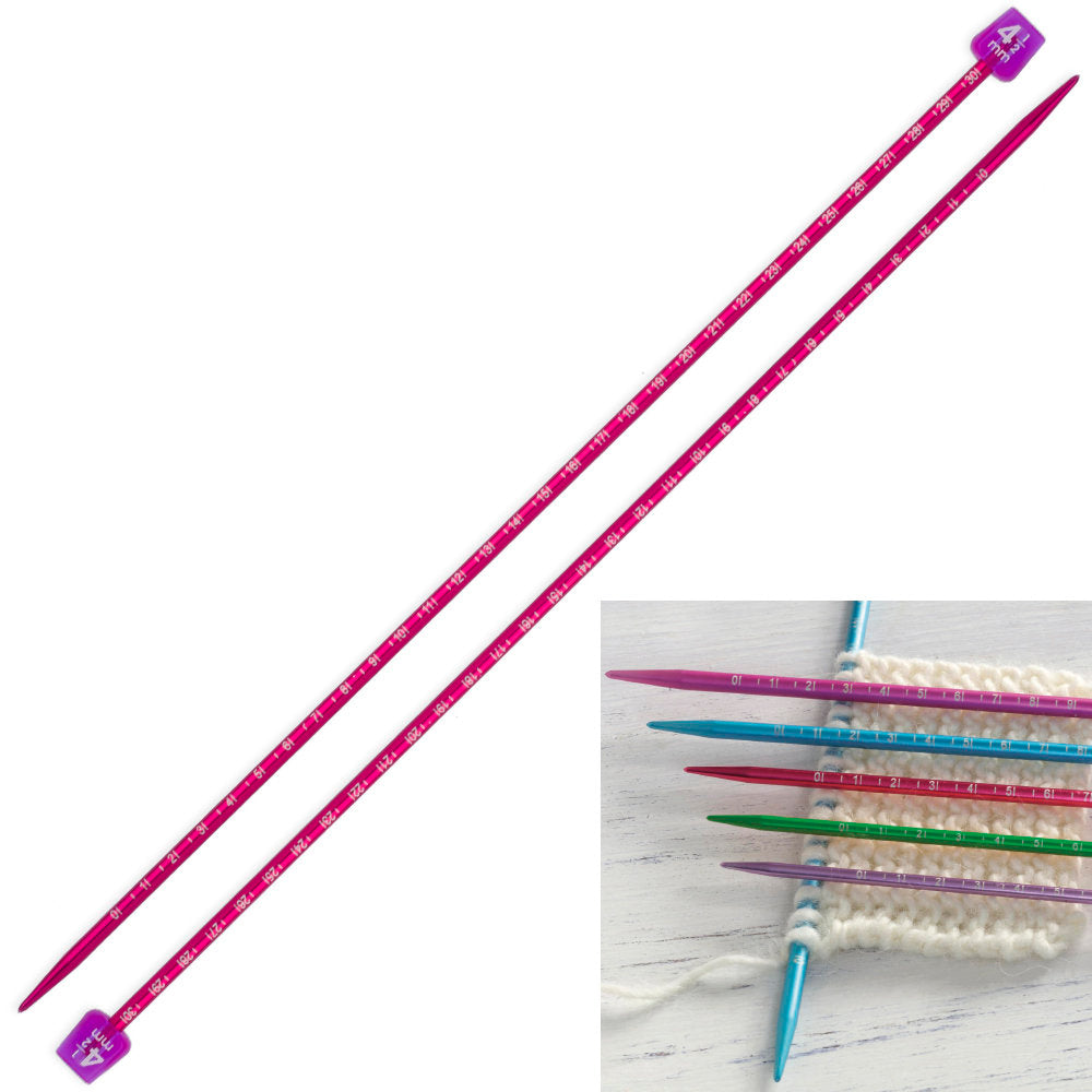Pony Measure 4.5 mm 35 cm Kırmızı Cetvelli Alüminyum Örgü Şişi - 34510