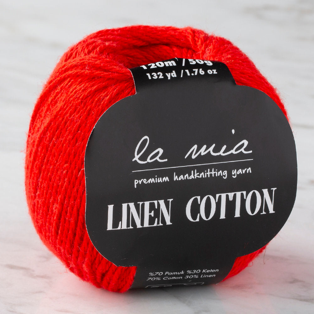 La Mia Linen Cotton Kırmızı El Örgü İpi - L004