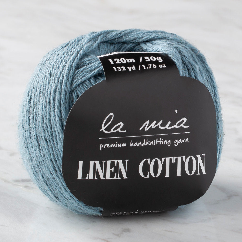 La Mia Linen Cotton Mavi El Örgü İpi - L187