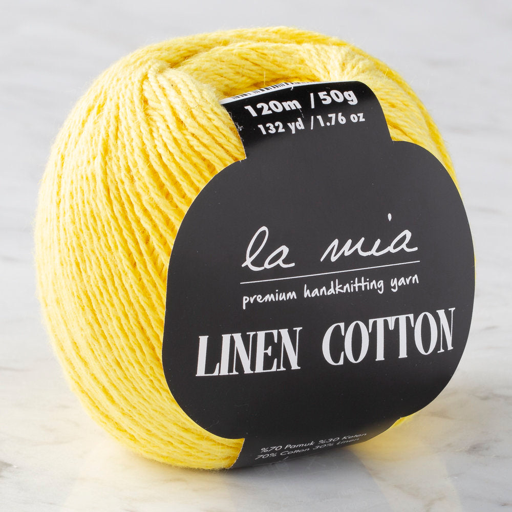 La Mia Linen Cotton Sarı El Örgü İpi - L160
