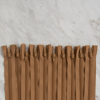 Loren 10 adet 16 Cm Açık Kahverengi Dipli Naylon Fermuar