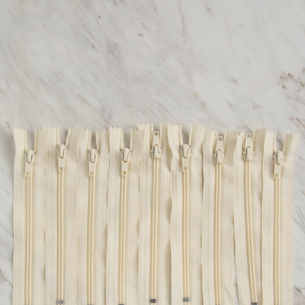 Loren 10 adet 16 Cm Krem Dipli Naylon Fermuar