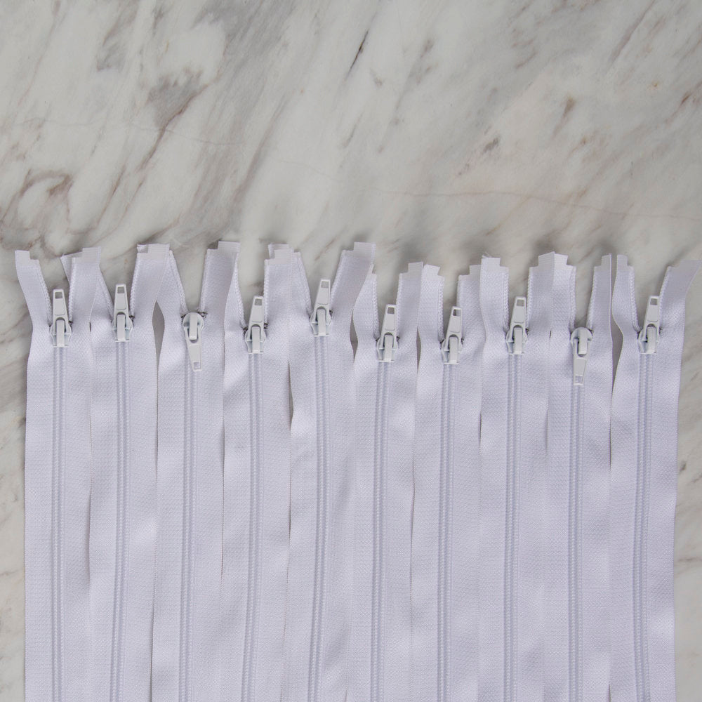 Loren 10 adet 70 Cm Beyaz Separe Naylon Fermuar