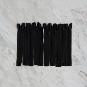 Loren 10 adet 16 Cm Siyah Dipli Naylon Fermuar