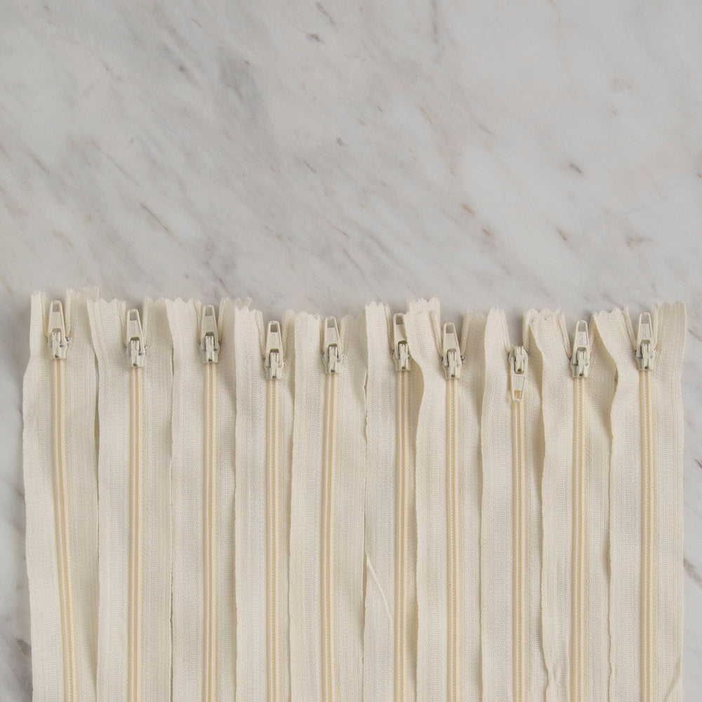 Loren 10 adet 20 Cm Krem Dipli Naylon Fermuar