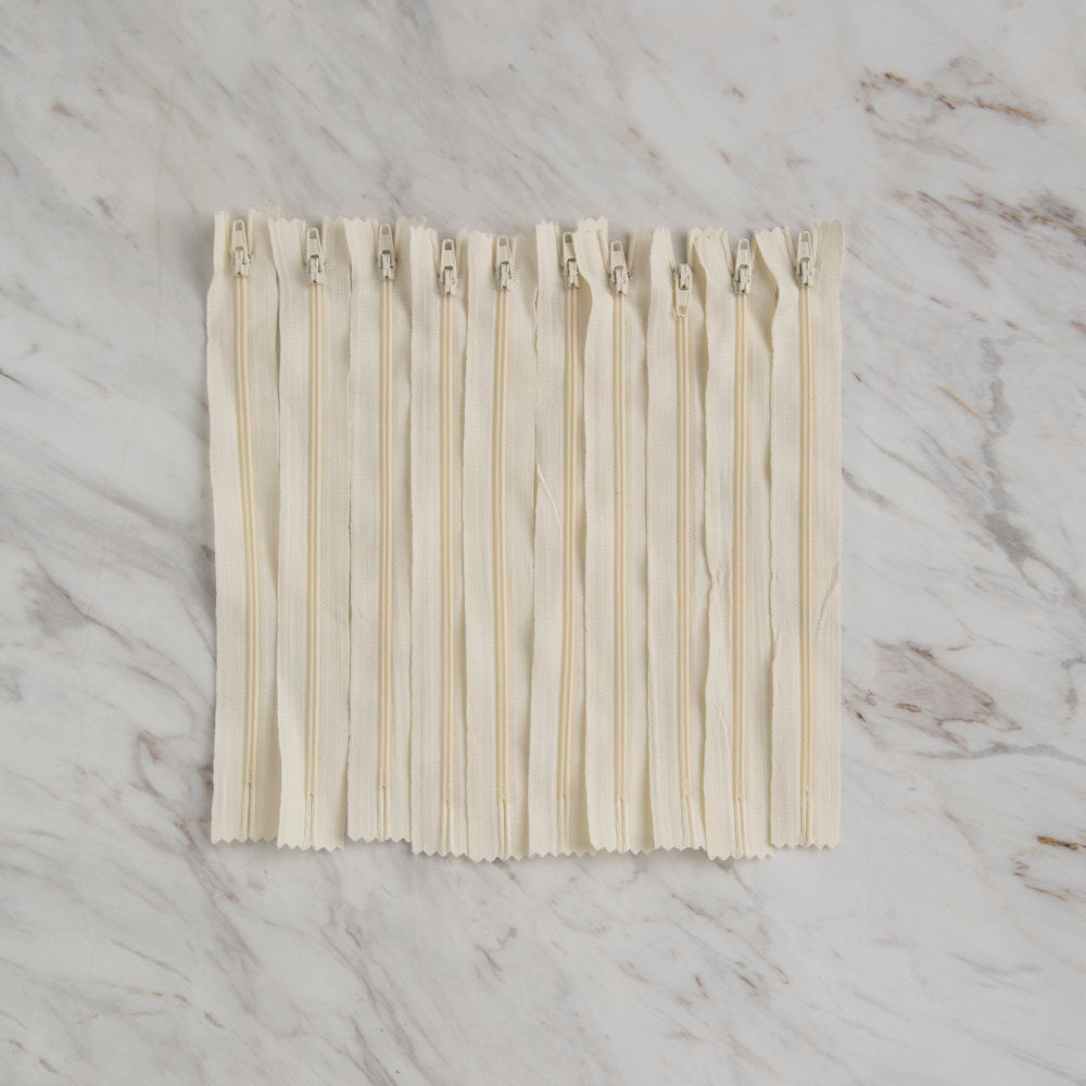 Loren 10 adet 20 Cm Krem Dipli Naylon Fermuar