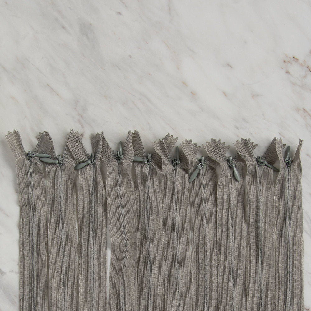 Loren 10 adet 20 Cm Açık Gri Gizli Dipli Naylon Fermuar