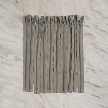 Loren 10 adet 35 Cm Açık Gri Dipli Naylon Fermuar