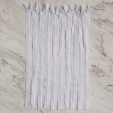 Loren 10 adet 35 Cm Beyaz Gizli Dipli Naylon Fermuar