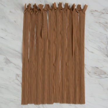 Loren 10 adet 35 Cm Açık Kahverengi Gizli Dipli Naylon Fermuar