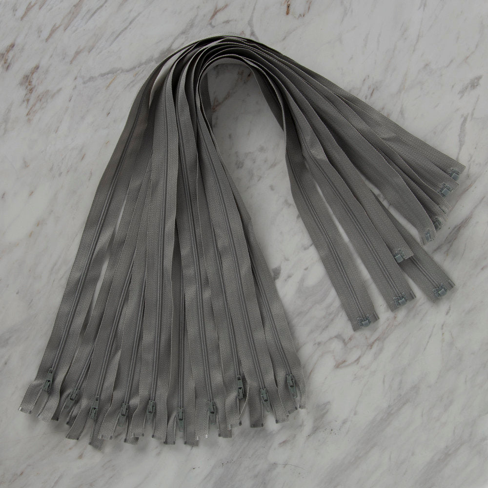 Loren 10 adet 60 Cm Açık Gri Separe Naylon Fermuar