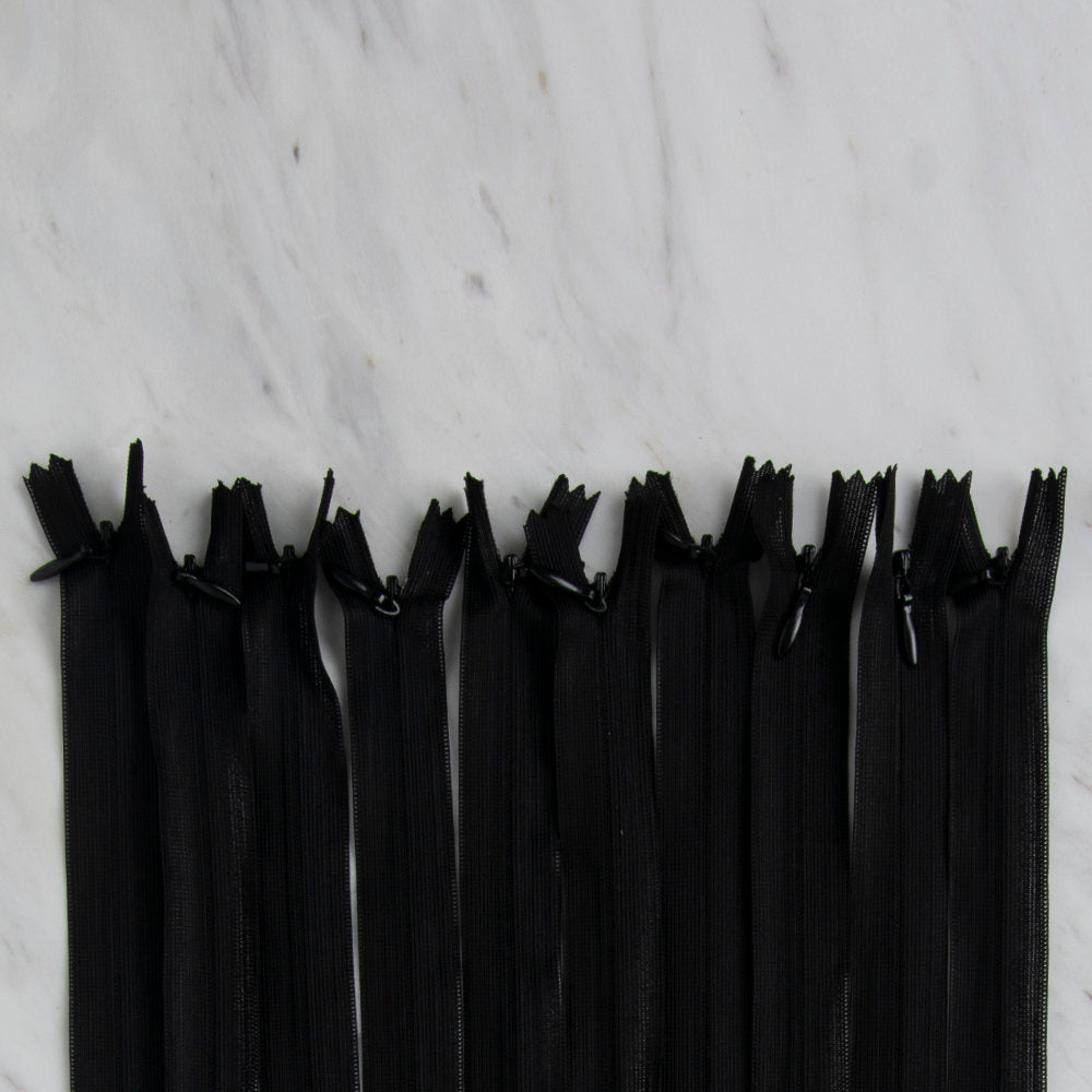 Loren 10 adet 35 Cm Siyah Gizli Dipli Naylon Fermuar