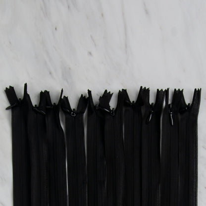 Loren 10 adet 35 Cm Siyah Gizli Dipli Naylon Fermuar