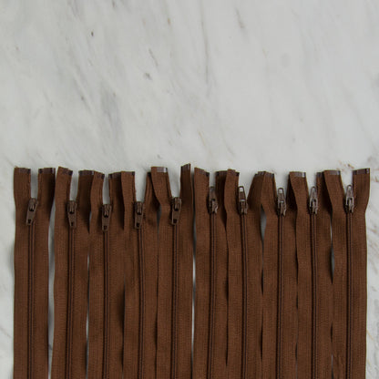 Loren 10 adet 35 Cm Kahverengi Separe Naylon Fermuar