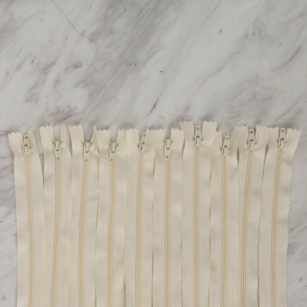 Loren 10 adet 70 Cm Krem Dipli Naylon Fermuar