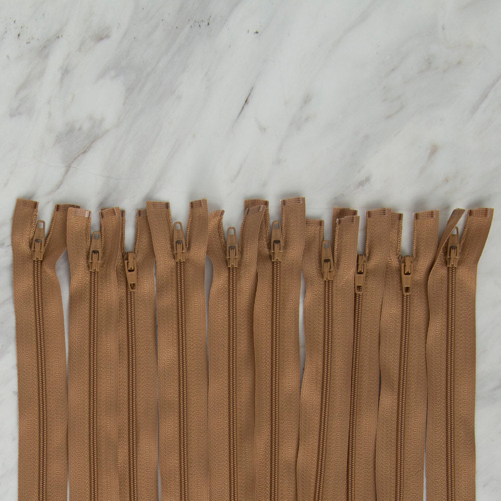 Loren 10 adet 80 Cm Açık Kahverengi Separe Naylon Fermuar