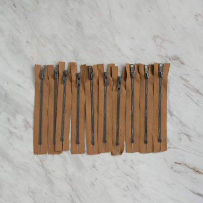 Loren 10 adet 16 Cm Açık Kahverengi Dipli Kemik Fermuar