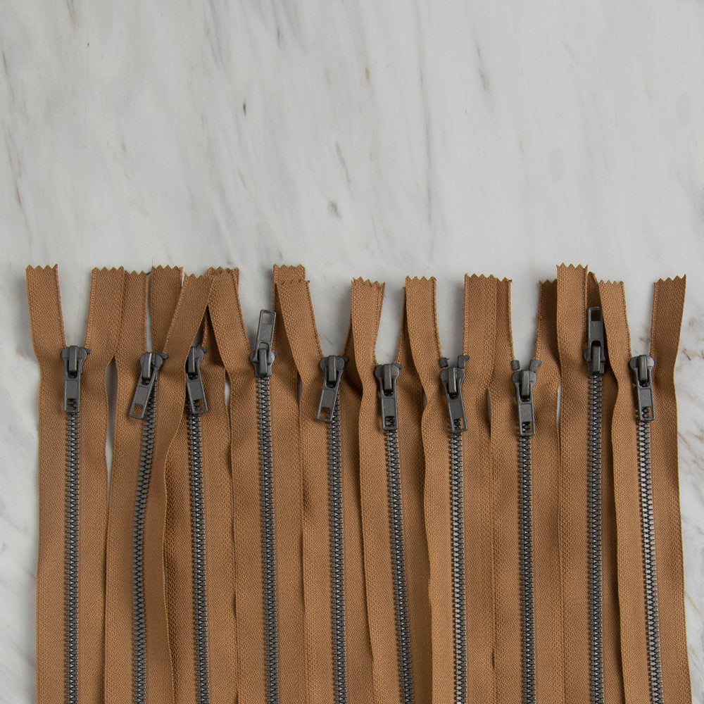 Loren 10 adet 35 Cm Açık Kahverengi Dipli Kemik Fermuar