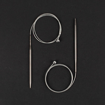 Kartopu 1 Çift Boncuklu Çelik Misinalı Örgü Şişi - 4.5 mm 60 cm