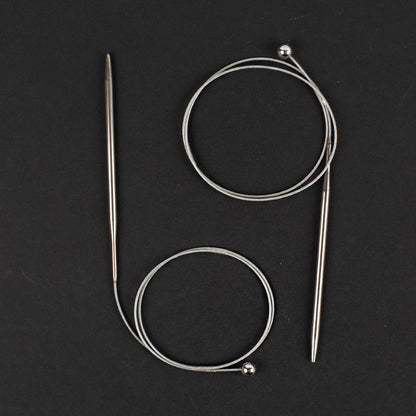 Kartopu 1 Çift Boncuklu Çelik Misinalı Örgü Şişi - 5 mm 60 cm