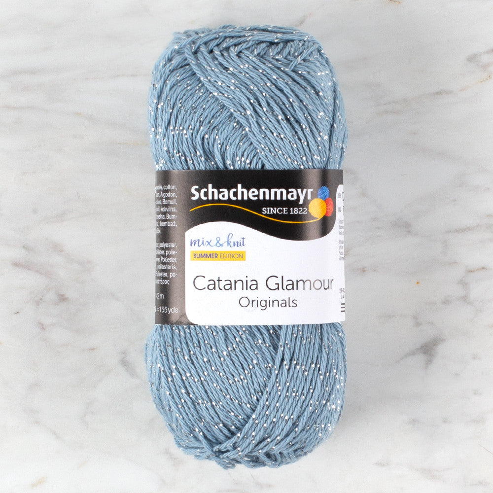 Smc Catania Glamour 50 gr Gümüş Simli Mavi El Örgü İpi -00152