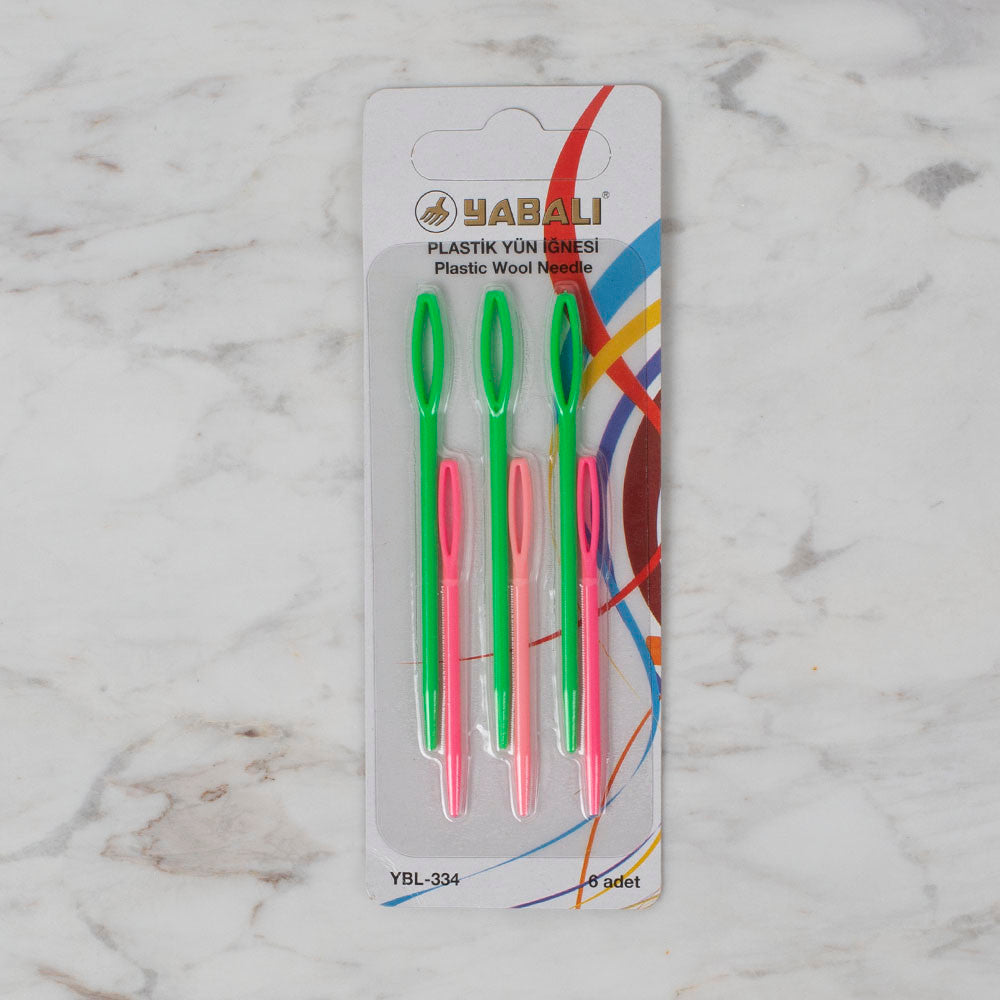 Yabalı Plastik 6'lı Yün İğnesi Koyu Yeşil Pembe - YB - 334