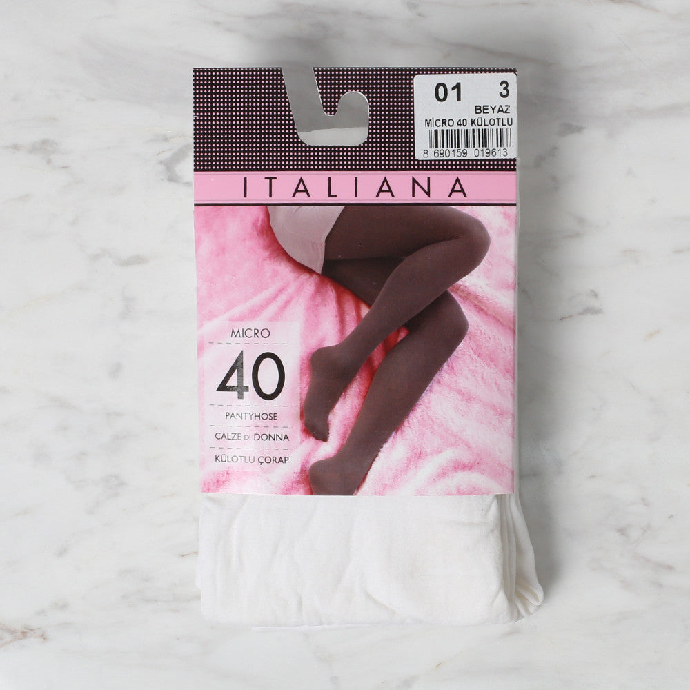 Italiana 2500 Micro 40 Külotlu Çorap, Beyaz, 1/3