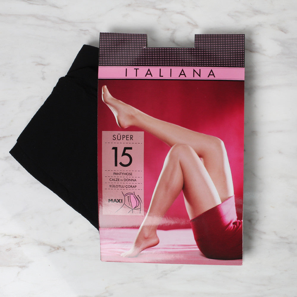 Italiana 1155 Süper 15 Maxi  Külotlu Çorap, Siyah, 500/5