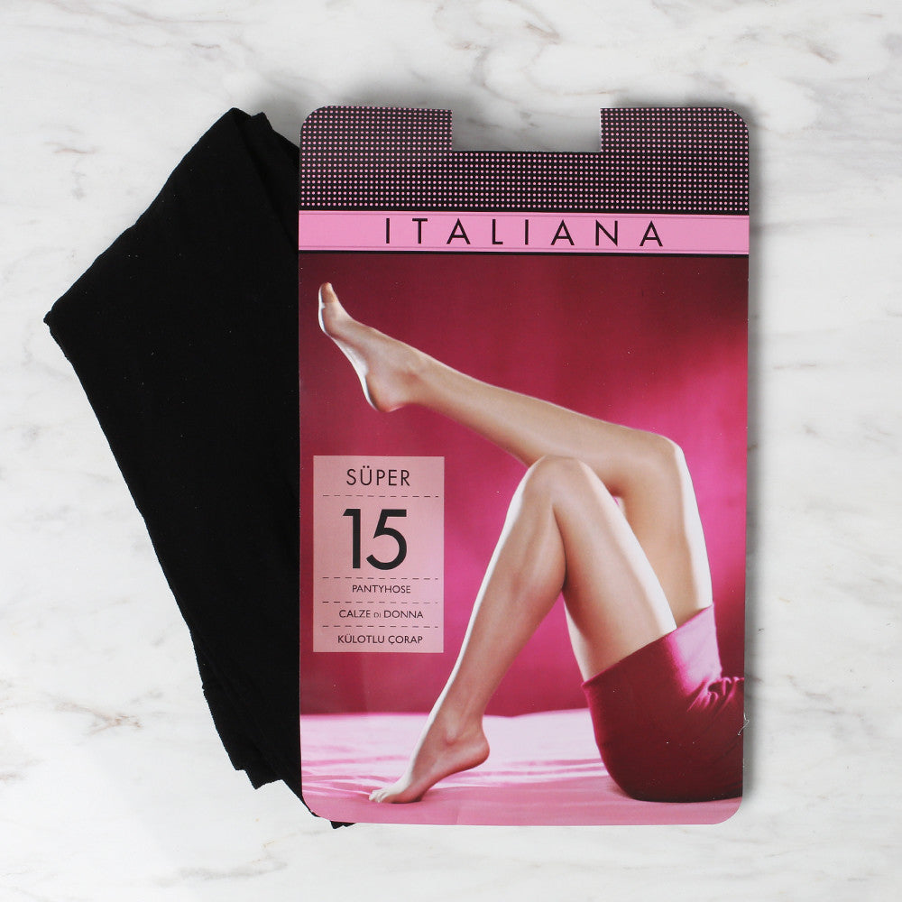 Italiana 1111 Süper 15  Külotlu Çorap, Siyah, 500/3