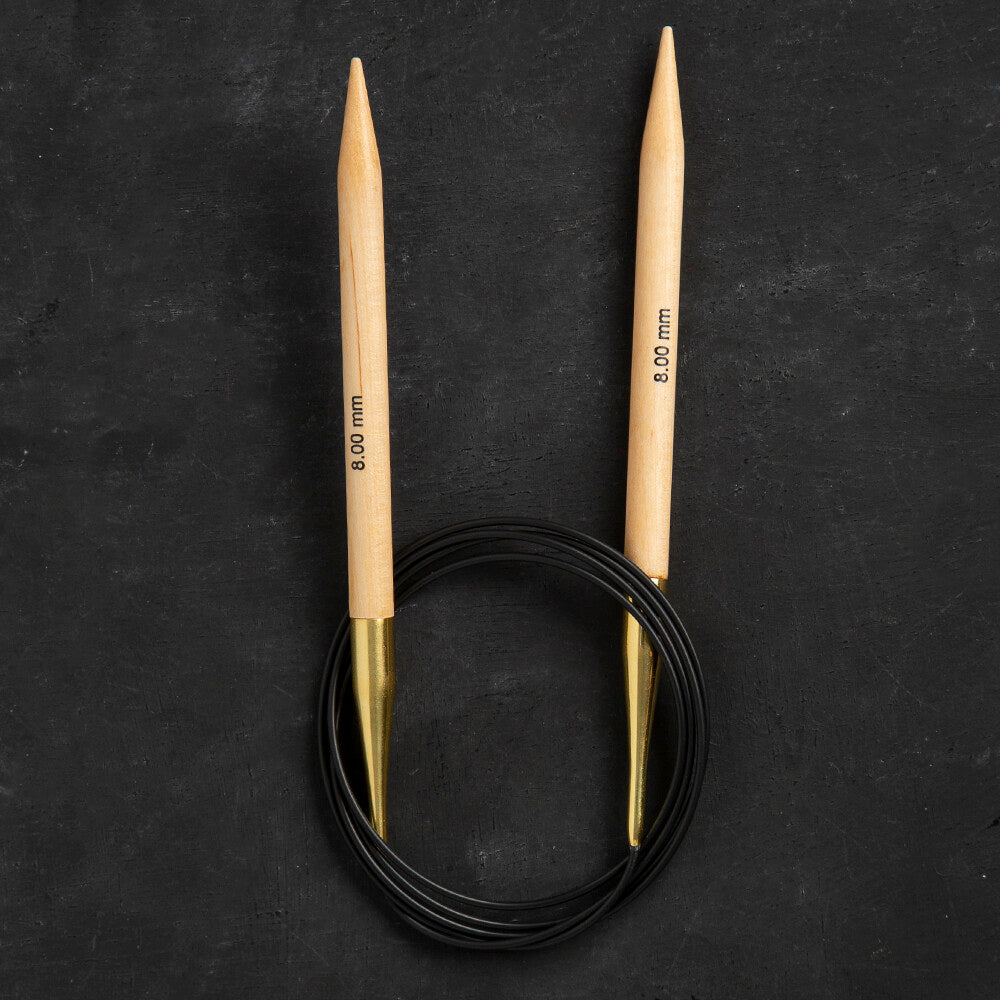 KnitPro Basix Birch Huş Ağacı 8mm 120cm Misinalı Şiş - 35355