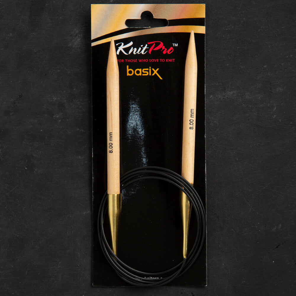 KnitPro Basix Birch Huş Ağacı 8mm 120cm Misinalı Şiş - 35355