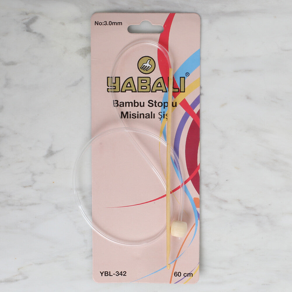 Yabalı Bambu 3.0 mm 60 cm Ucu Gagalı Stoplu Misinalı Şiş - YB342